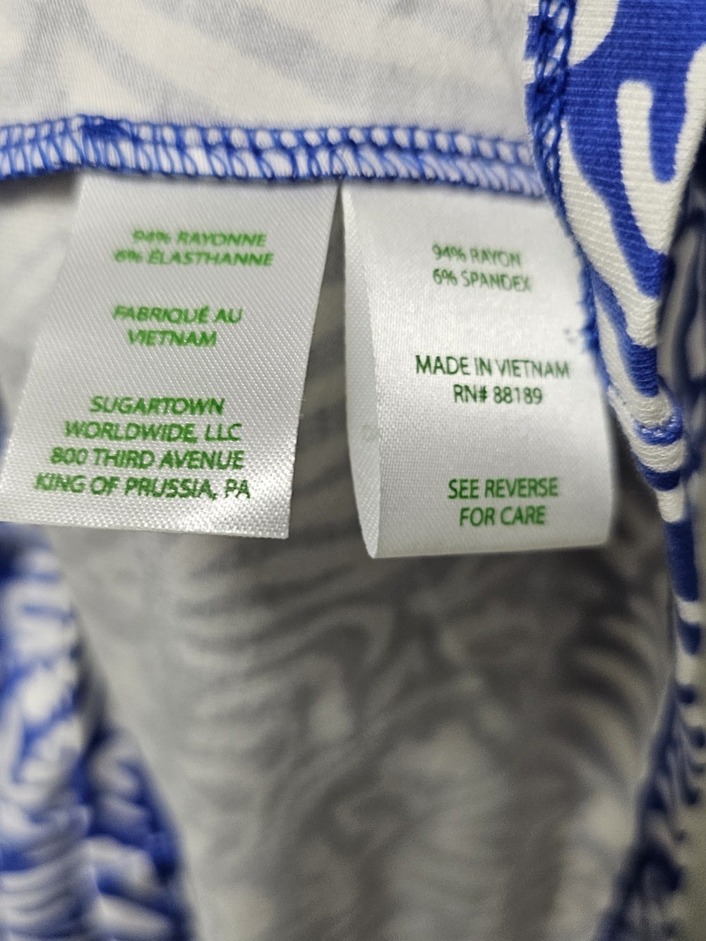 Lilly Pulitzer Blue White Zebra Print Faux Wrap Side Tie Dress XL - Picture 6 of 10